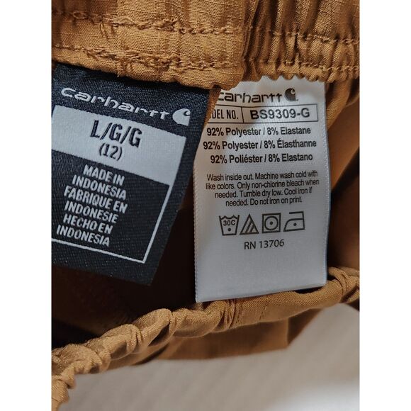 Carhartt Girl's Rugged Flex Ripstop Short youth large size 12 Brown - Picture 7 of 10